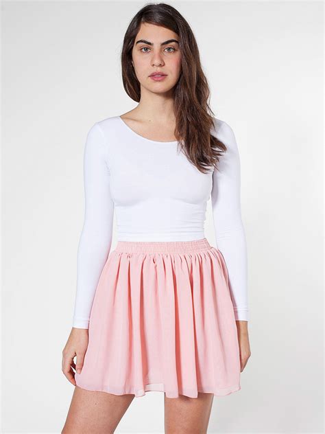 Chiffon Double Layered Shirred Waist Skirt American Apparel