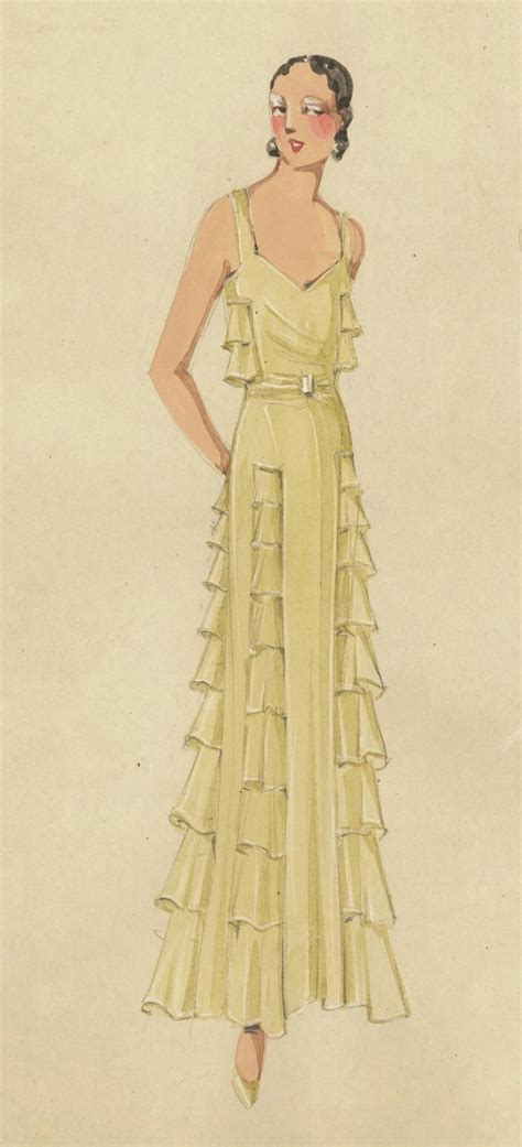 Original Art Deco Fashion Drawing Fashion Art Deco Fashion Gowns Of