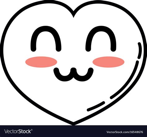 Kawaii Cute Tender Heart Love Royalty Free Vector Image