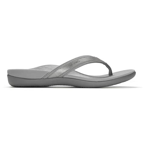 Vionic Womens Tide Ii Flip Flop Sandal Pewter Clearys Shoes And Boots