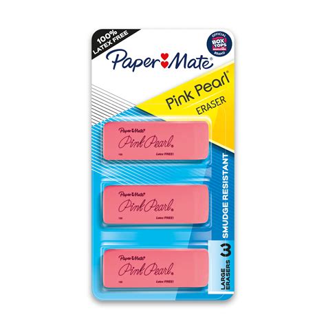 Paper Mate Pink Pearl Erasers Large 3 Count Walmart Business