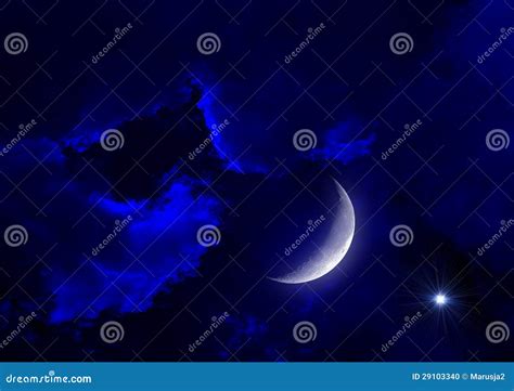Half Moon In The Night Sky Stock Photo Image Of Bright 29103340