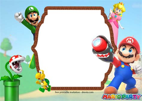 Free Printable Super Mario Party Birthday Invitation Templates Drevio