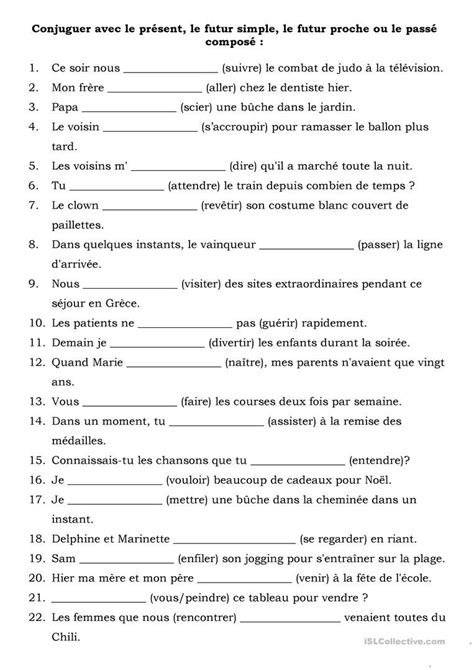 Le présent des verbes du 1er et 2eme groupe. Exercice futur simple 6eme - Ti bank