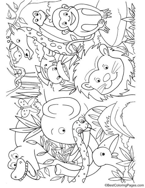 Animals In Jungle Coloring Page Jungle Coloring Pages Zoo Coloring
