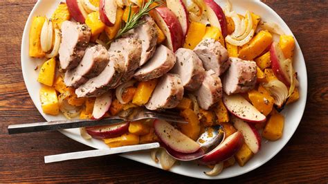 Remove pan from oven, and move vegetables away from the center of the pan, and place the pork in the center. Easy Pork and Squash Sheet-Pan Dinner Recipe - Pillsbury.com