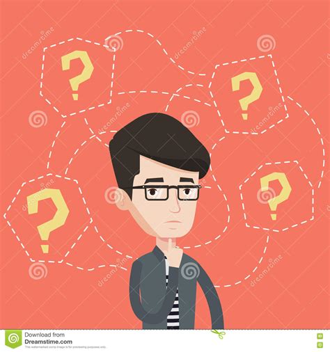 Young Businessman Thinking Vector Illustration Stock Vector