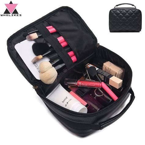 Wholikes Brand 2017 Fashion Leather Women Cosmetic Bag Beautician Professional Makeup Bag Travel