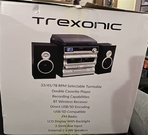 Trexonic Trx 11bs 3 Speed Vinyl Turntable Home Stereo System Usb Sd