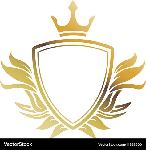 Golden Shield Crown Heraldic Luxury Frame Vector Image