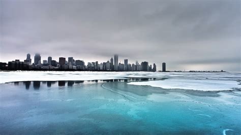 Blue Body Of Water Cityscape Ice Clouds Chicago Hd Wallpaper