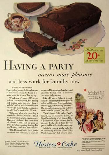 1930 hostess cakes ad ~ devil s food loaf vintage food ads other