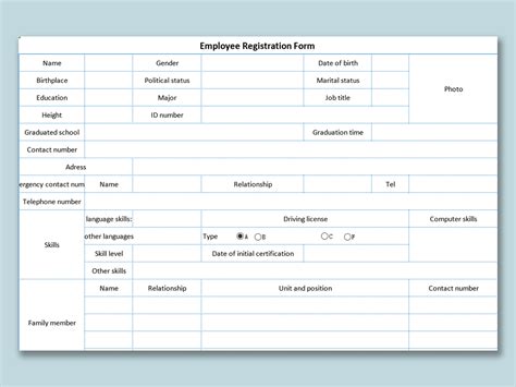 Excel Of Employee Registration Form Xlsx Wps Free Templates Riset