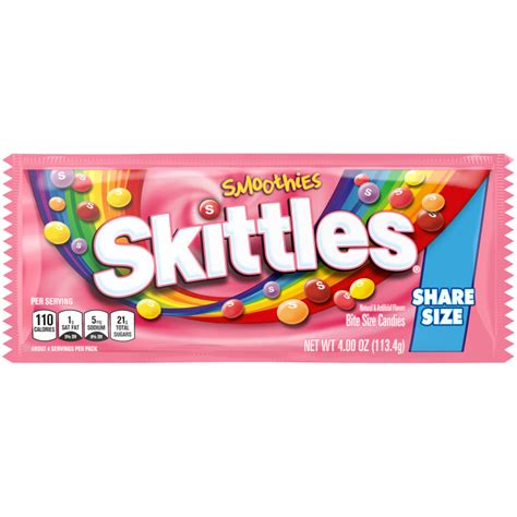 Skittles Smoothies Candy Share Size Bag 4 Oz Skittles