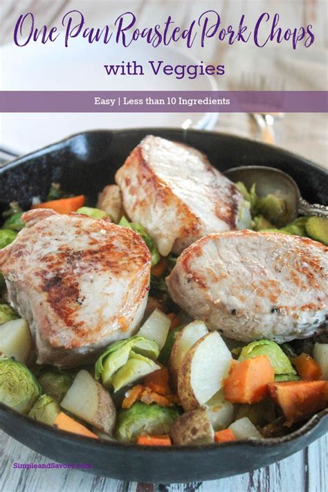 Spread onion and peppers on top of chops. Pork chops are roasted in the oven with vegetables for a ...