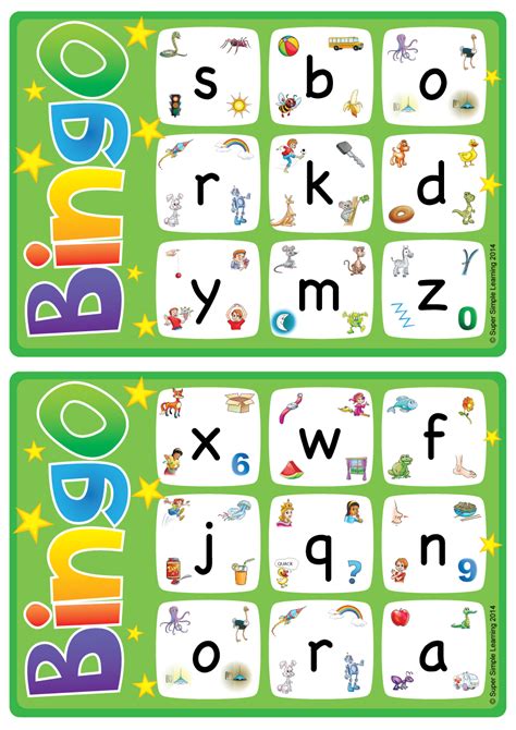Alphabetvocabulary Bingo Game Lowercase Letters A Z Super Simple