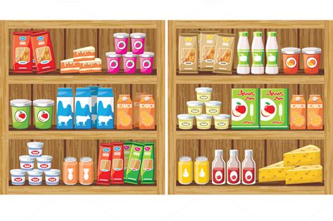 shelves products   supermarket illustrations  creative market