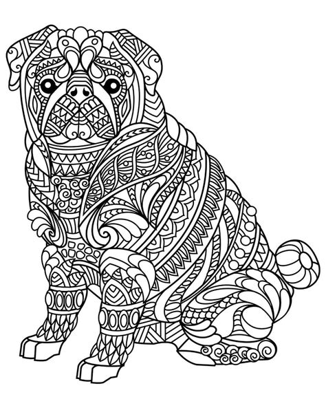 Mandala Bull Dog Sitting Coloring Page Download Print Now
