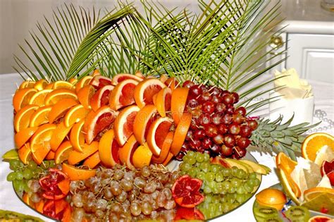 Beautiful Fruity Bright Assorted Sliced Fruit On A Rich Festive Table