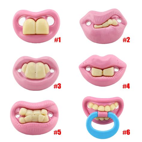 New Funny Baby Pacifier Mouth Pink Teeth Silicone Nipple Aliexpress