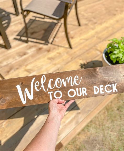 Welcome To Our Deck Wooden Welcome Sign Tutorial To And Fro