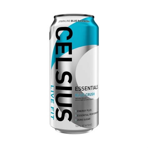 Celsius Essentials Sparkling Blue Crush Energy Drink Can 16 Fl Oz