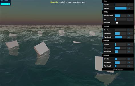 Classic Ocean Shader Example With Gestner Waves Resources Threejs