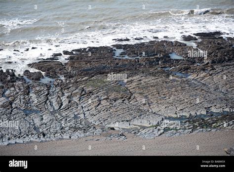 A Wave Cut Platform Seen From Above West Wales Coast Uk Stock Photo Alamy