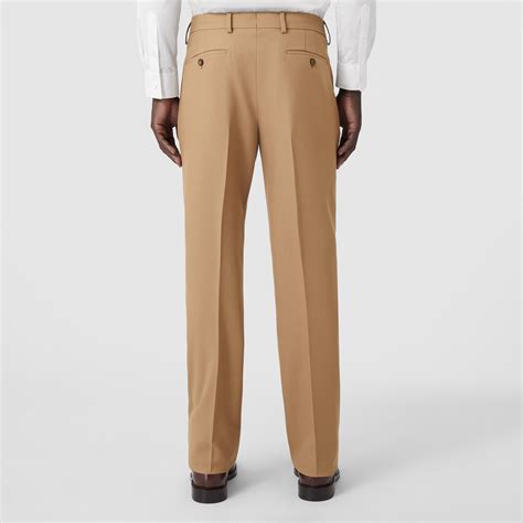Classic Fit Wool Silk Tailored Trousers In Camel Men Burberry Official
