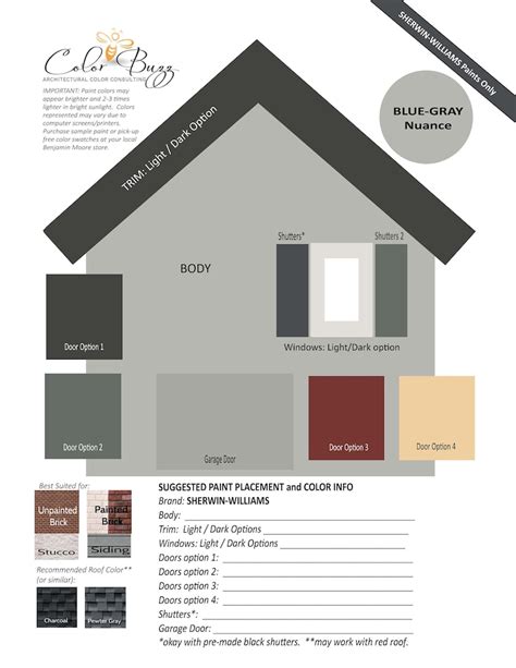 Blue Gray Home Exterior Color Palette Sherwin Williams Paint Etsy