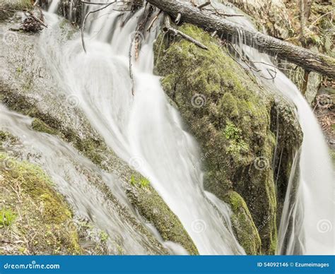 Misty Woodland Waterfall Stock Photo Image Of Moss Cascading 54092146