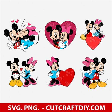 Kissing Mickey And Minnie Mouse Svg Valentines Sublimation Design Png