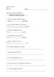 English worksheets: Possessive Nouns