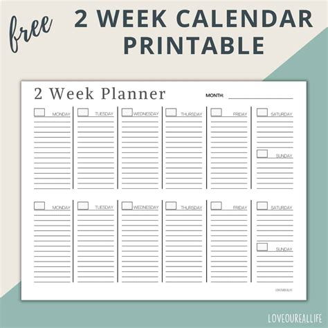 2 Week Calendar Template Free Calendar Printables Bla