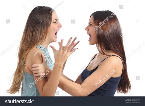 Two Aggressive Women Arguing Shouting Isolated Stock Photo 234386569