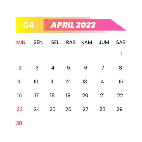 Disegno Del Calendario Indonesiano Aprile 2023 Calendario 2023 Design
