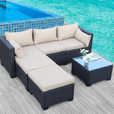 Amazon Rattaner Outdoor PE Wicker Sofa Set 4 Piece 6 Seater Patio