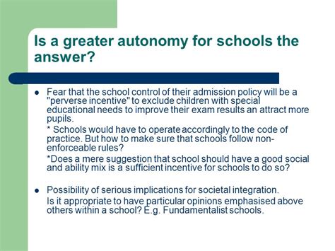 The White Paper On Education Are School Autonomy And Parent Choice The