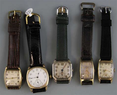 5 Vintage Elgin Mens Wrist Watches