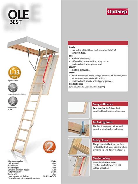 Optistep Wooden Timber Folding Loft Ladder Attic Stairs Frame Size