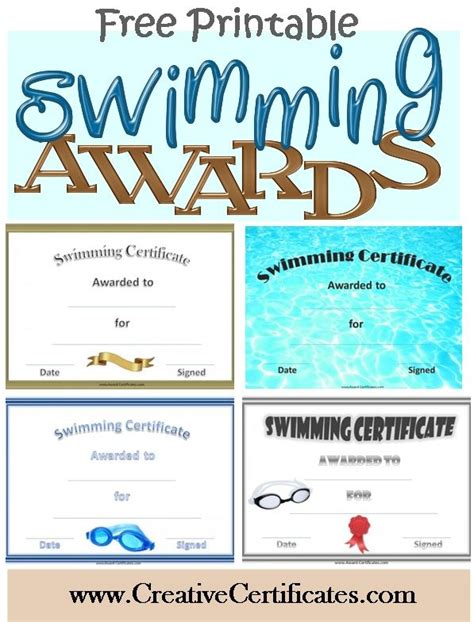 Free Printable Swimming Certificates And Awards Swimming With Regard