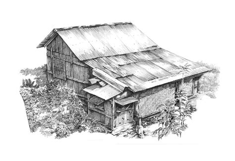 Our very own nipa hut (bahay kubo). My Hometown - Eric Cachero Art