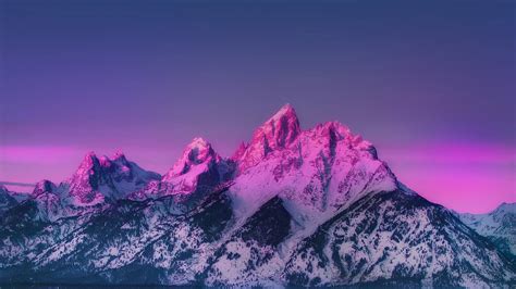 Pink Snowed Mountains Wallpaper Nature And Landscape