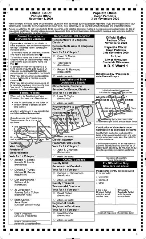 Esta boleta oficial de muestra se preparó conforme al estatuto de florida 101.20 y la proporciona la oficina de. Notice of General Election and Sample Ballots November 3 ...