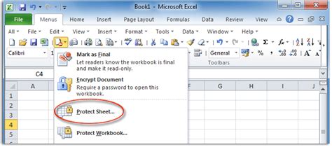 Where Is Protect Sheet Command In Excel And