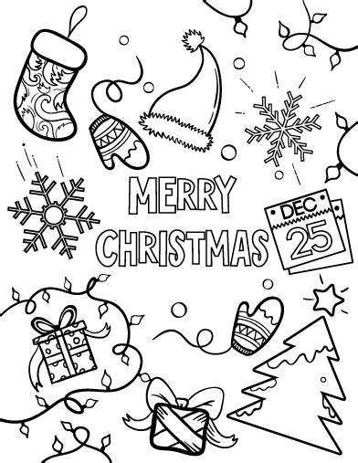 This page with printable coloring pages for christmas is one out of many pages with original and funny and cute coloring sheets. Free Printable Merry Christmas Coloring Pages