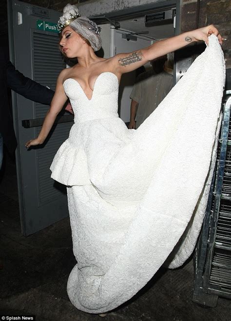 Lady Gaga Sports Very Revealing Wedding Dress To Party With Rihanna And