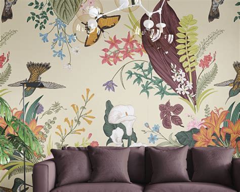Birds And Flowers Botanical Wallpaper Peel And Stick Vintage Etsy
