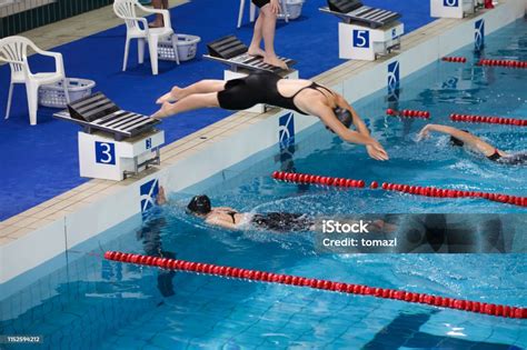 Relay Swimming Competition Stock Photo Download Image Now Swimming