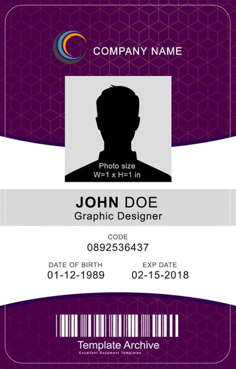 id badge id card templates  templatearchive
